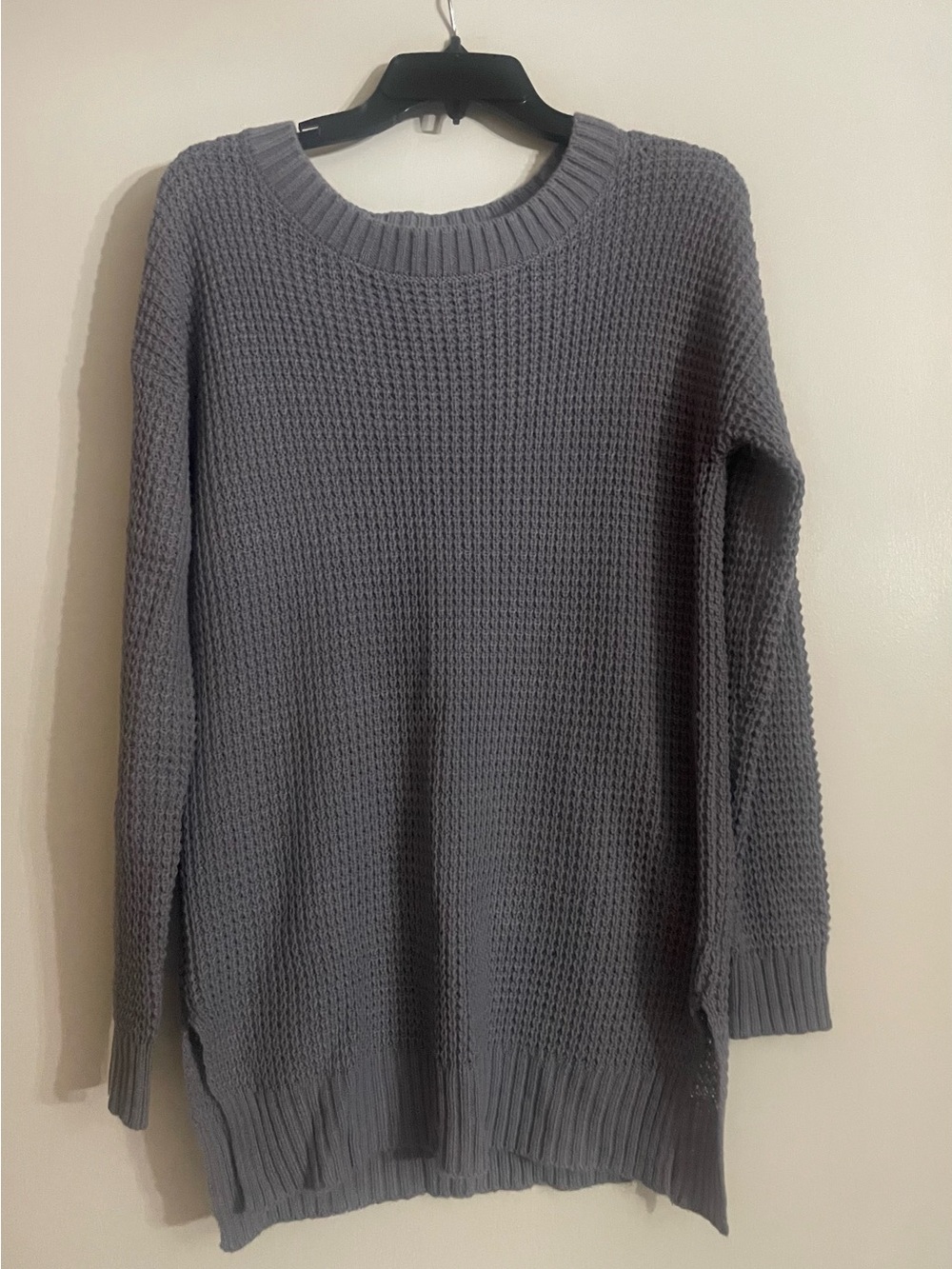 Zenana Outfitters Pale Blue Waffle Knit Scoop/Crew Sweater
